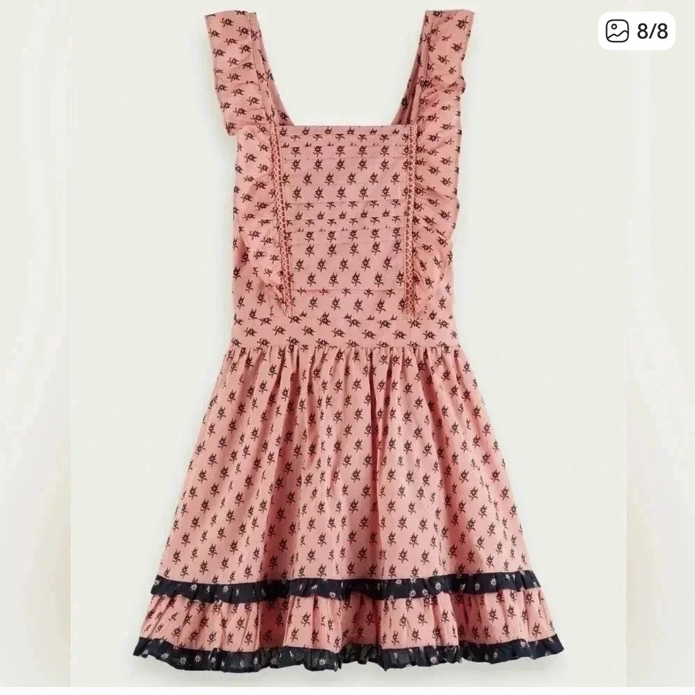 Scotch & Soda Girls Apron Dress Ruffles Bows sz 10